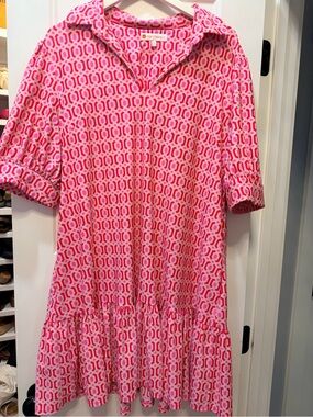 Jude Connally  XL Pink Geometric Shift Dress